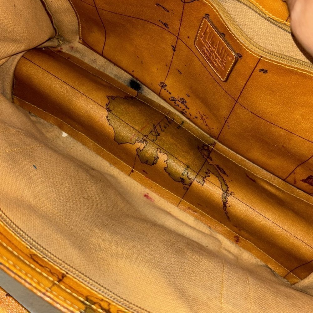 Alviero Martini Tan Map-Print Leather Bag - Picture 6 of 6